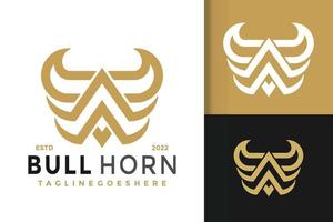 Letter A Bull Horned Logo Design, brand identity logos vector, modern logo, Logo Designs Vector Illustration Template