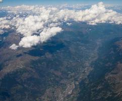 Aerial view of Alps mountains photo