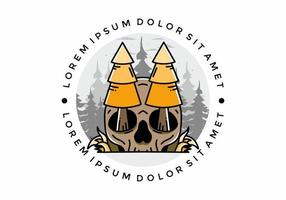 Pine trees stuck in skull illustration design vector