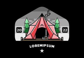 carpa glamping grande con diseño de ilustración de calentador y chimenea vector