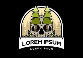 Pine trees stuck in skull illustration design vector