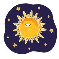 sol en estilo de dibujos animados para niños vector