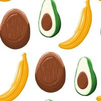 Avocado and coconut pattern vector