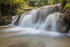 Pu Kaeng waterfall the most beautiful limestone waterfall in Chiang Rai province of Thailand. photo