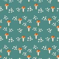 Mushrooms seamless pattern, wallpaper. Blue and white. photo