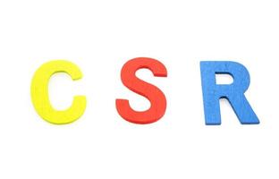 Pastel CSR  wooden letters on white photo