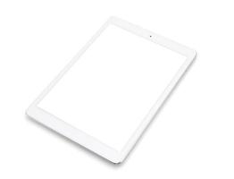 White tablet computer on over white background photo