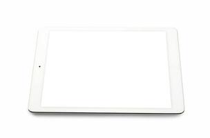 White tablet computer on over white background photo