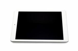 White tablet computer on over white background photo