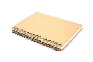 Recycled paper notebook front cover on white background photo
