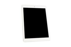 White tablet computer on over white background photo