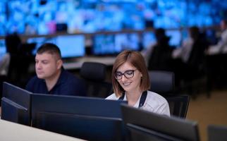 Group of Security data center operators at work photo