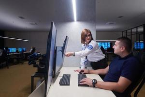 Group of Security data center operators at work photo