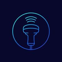 ultrasound icon, ultrasonography linear vector