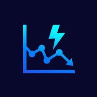 power consumption decrease and reduction vector icon