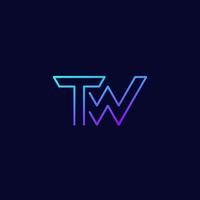 diseño de logotipo de letras tw, vector de línea