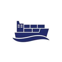cargo container ship, maritime transport icon vector