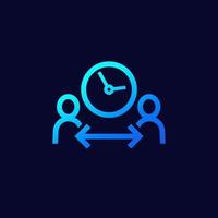 interaction time icon with people, vector