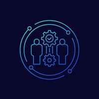 team interaction and management line icon with people vector