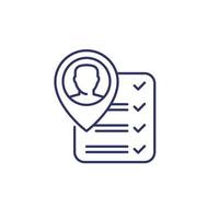 qualification line icon, man and checklist vector