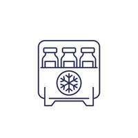 vaccine in storage, fridge line icon vector