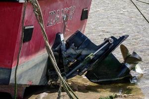 BUDE, CORNWALL, UK - AUGUST 12. Close-up of part of a boat at Bude in Cornwall on June 12, 2013 photo
