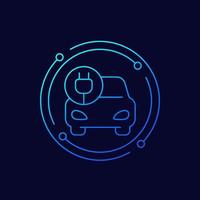car and electric plug line icon, vector