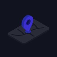 map and location icon, dark isometric design vector