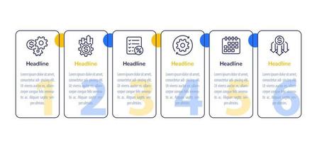 rentable, eficiencia financiera, infografía de 6 pasos con iconos de línea vector