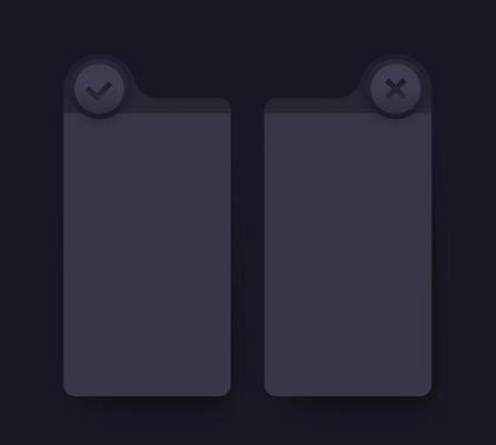 positive and negative comparison, pros and cons list, dark design