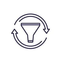 filtering process line icon with arrows vector