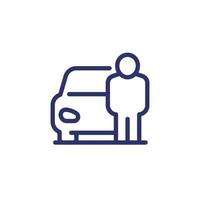 driver and car line icon vector