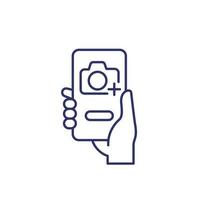 Add photo line icon with a phone vector