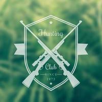 Hunting club vintage emblem, badge, logo with crossed hunting rifles, vector illustration