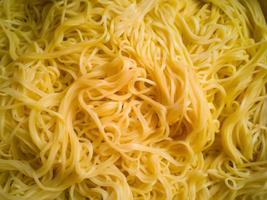 The noodles for cooking Ramen is a Japanese dish image close up. photo