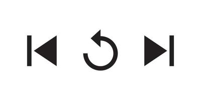 Previous, repeat, and next icon of video player. Music UI elements vector