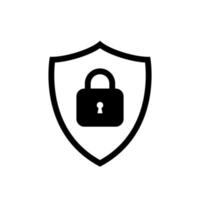 Protection icon vector. Padlock symbol in shield line vector
