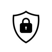 Protection icon vector. Padlock symbol in shield line vector