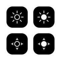 Screen brightness icon vector on square background. Sun sign symbol