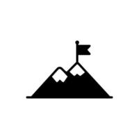 flag on top of mountain icon vector