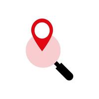 magnifying glass with location pin icon vector