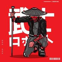 samurai cyberpunk personaje vector ficción colorido diseño ilustración. traduccion samurái robot