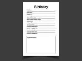 Birthday journal log book,6.9 in size,No Bleed,Print ready,Ready to Upload vector