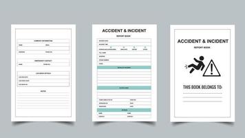 Accident and incedent report book vector