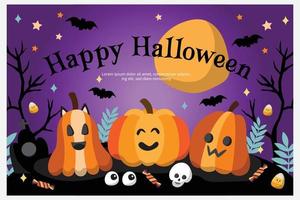 Happy halloween background and banner. Flat design. vector