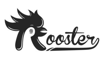 Simple black and white rooster vector logo design