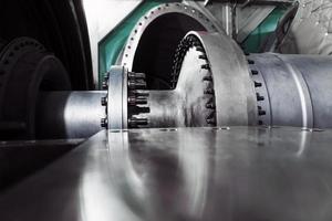 The rotor of a gas turbine compressor with a bolted coupling half photo