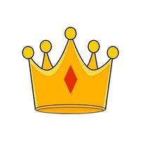 Cartoon golden crown with diamond. vector