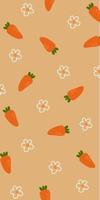 Cute carrot and flower background. vector