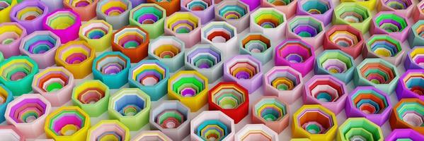 3D-render, Abstract colorful geometry hexagon layer background. photo